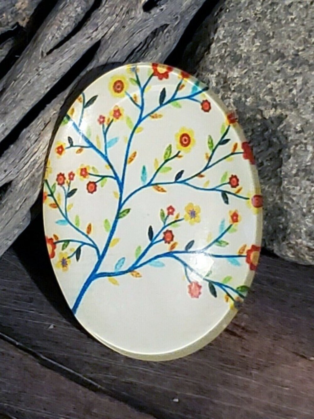 Handmade Tree of Life 40x30mm Oval Tempered Glass Cabochon 6939-M